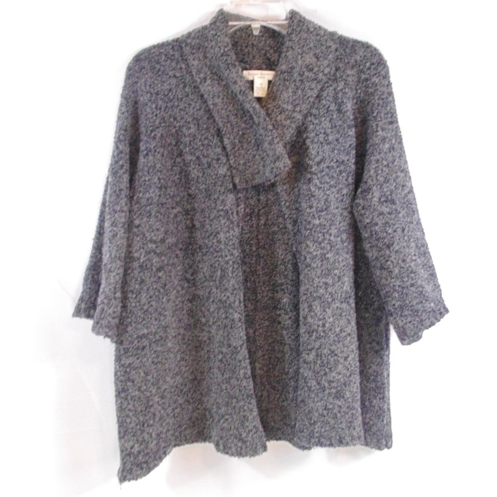 SUSAN BRISTOL GRAY COLLAR WOOL BLEND CARDIGAN 1X